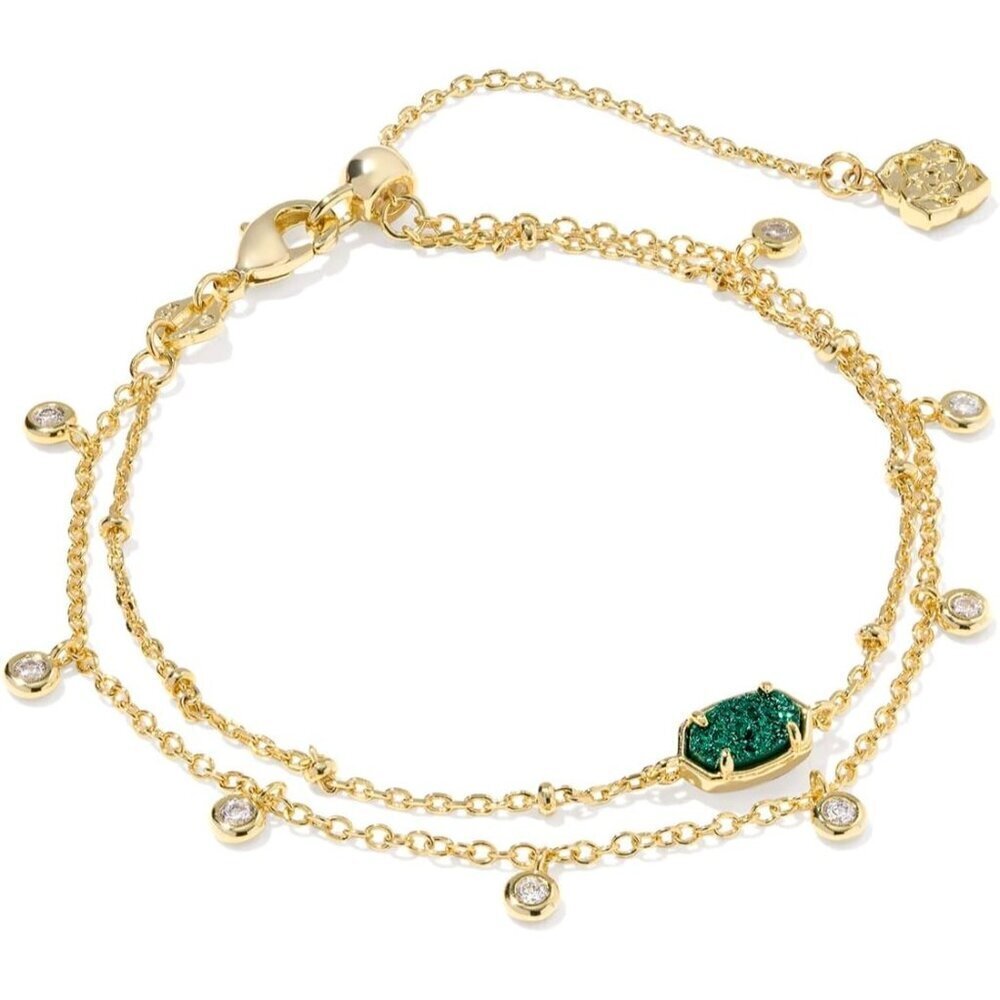 Emilie Multi Strand Crystal Emerald Drusy Bracelet Fashion Jewelry for Women